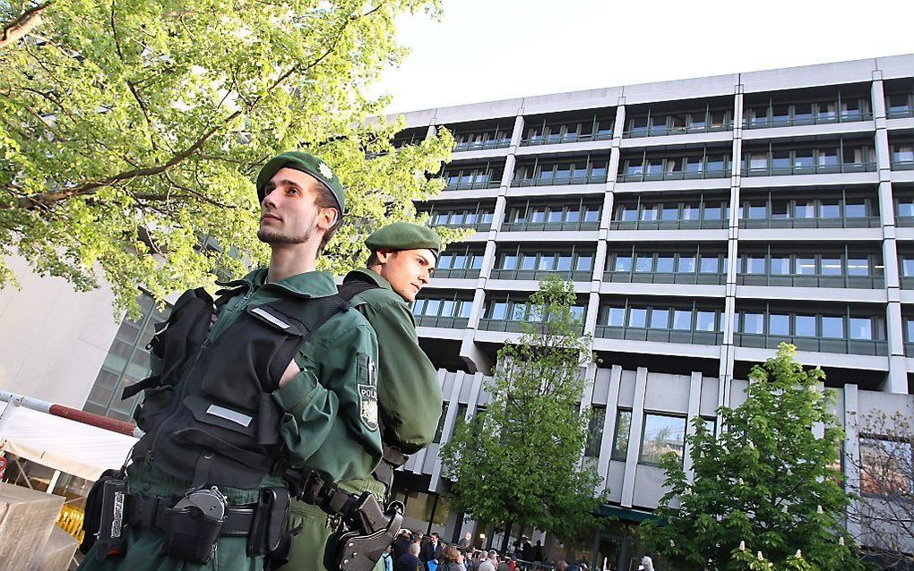 Beveiligde rechtbank van München. Foto EPA