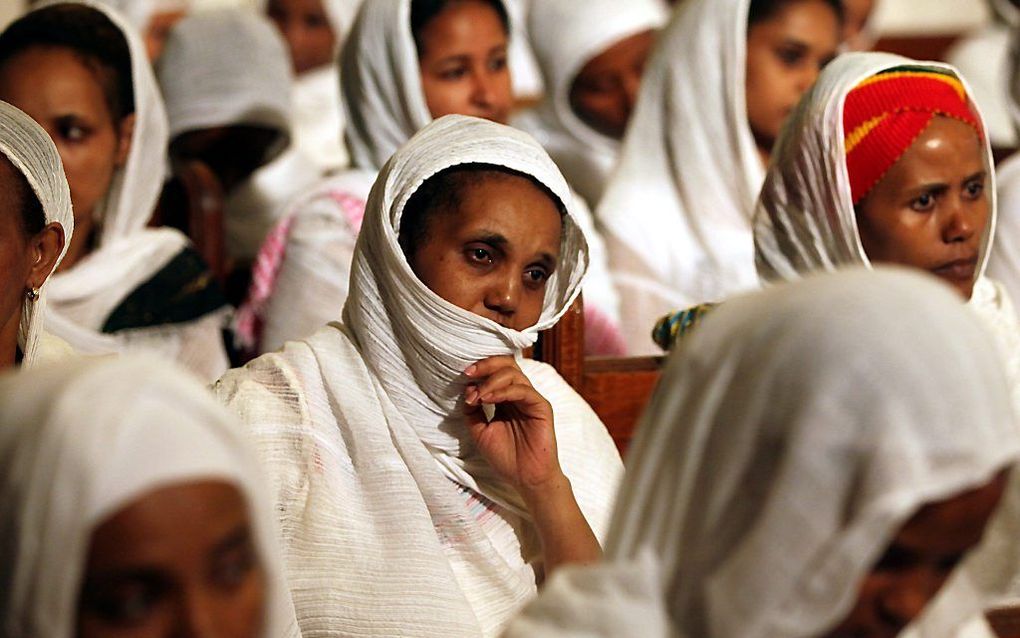 Ethiopische christenen kwamen 4 mei bijeen in de St. Markuskathedraal in Caïro voor een Paasdienst. Moslims in Egypte mogen christenen geen goede Paasdagen meer toewensen. Beeld EPA