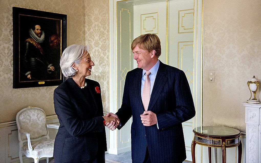 Lagarde op bezoek bij koning Willem-Alexander in Paleis Huis ten Bosch. Foto ANP