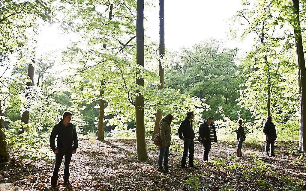 Vrijwilligers zoeken in de omgeving van Zeist naar sporen van de vermiste broertjes.  Foto ANP