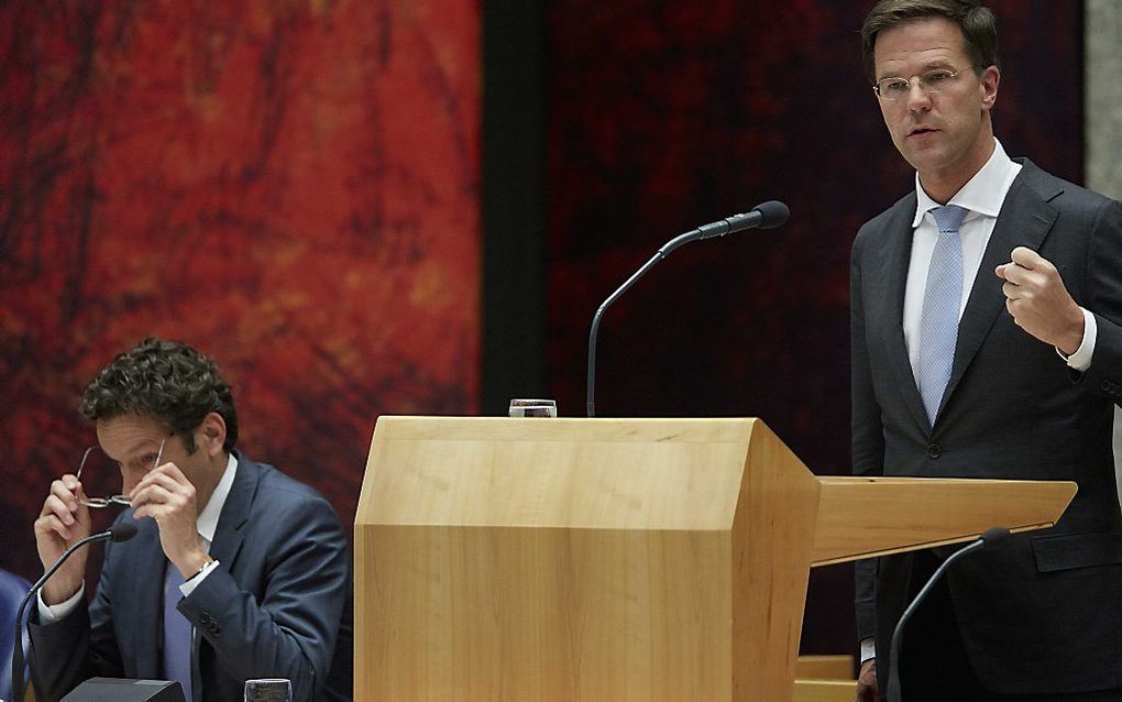 Premier Rutte aan het woord tijdens het Verantwoordingsdebat. Foto ANP