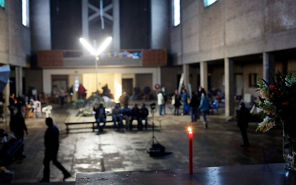 Asielzoekers in de Vluchtkerk. Foto Sjaak Verboom