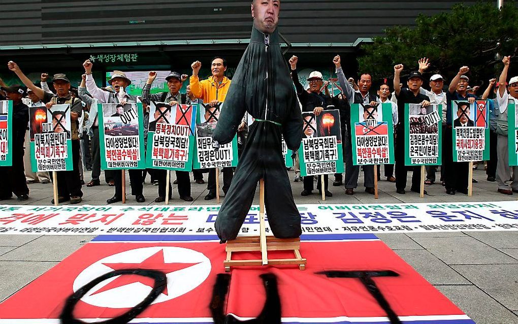 Protest in Zuid-Korea tegen de noorderburen. Foto EPA