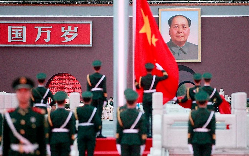 Portret van Mao Zedong op het Tiananmenplein in Beijing. Foto EPA