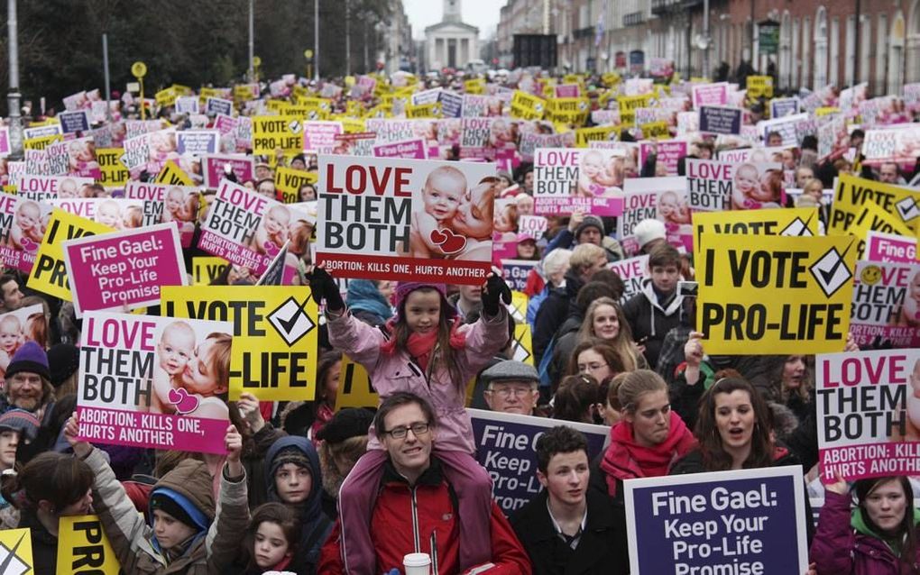 Pro-life demonstratie in Dublin, in januari. Beeld Reuters