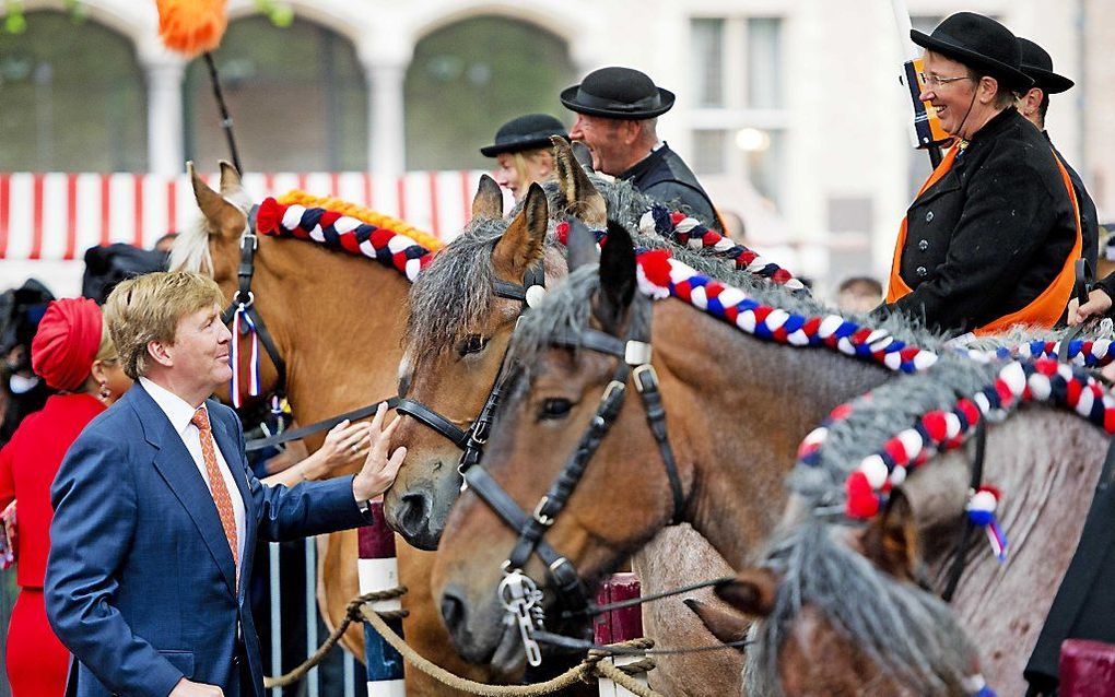 Koning Willem-Alexander en koningin Maxima tijdens het kennismakingsbezoek aan Middelburg in de provincie Zeeland. Foto ANP