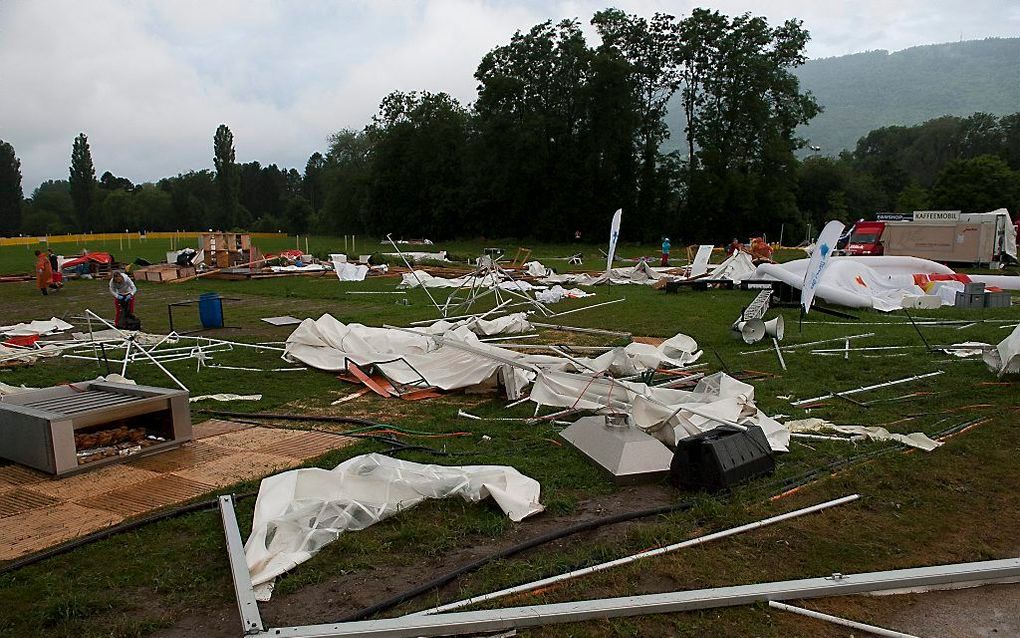 Schade na onweer Biel. Foto EPA