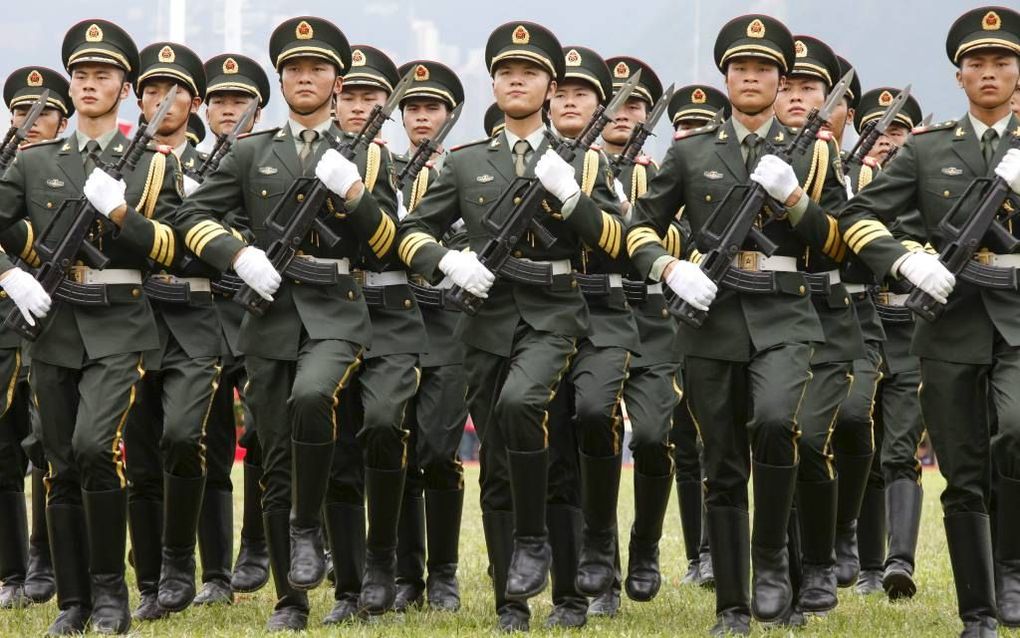 Militaire parades, zoals in China (foto), worden ten onrechte met wrede regimes geassocieerd.  Beeld EPA