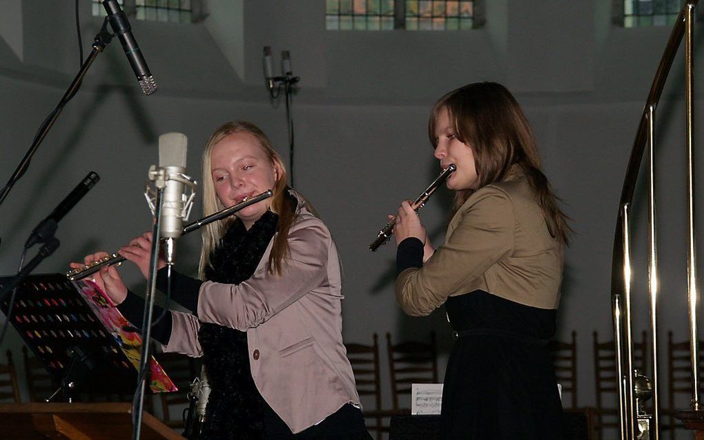 Leden van de familie Anker geven jaarlijks een concert. Dit jaar in maart in de Grote of St. Michaëlskerk in Oudewater. Beeld Familie Anker.