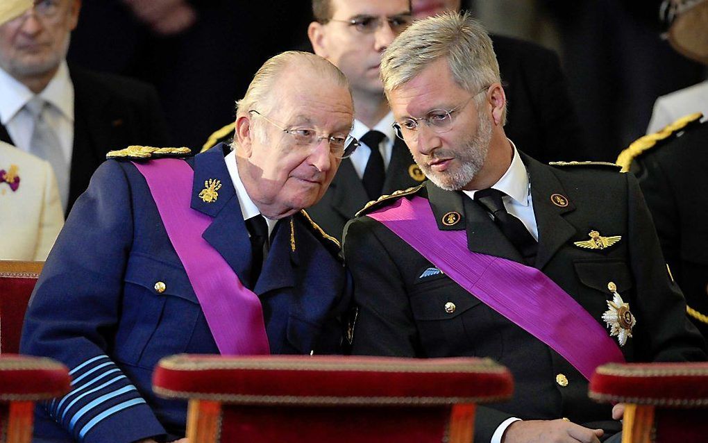 Koning Albert II (l.) en zijn zoon Filip. Foto EPA