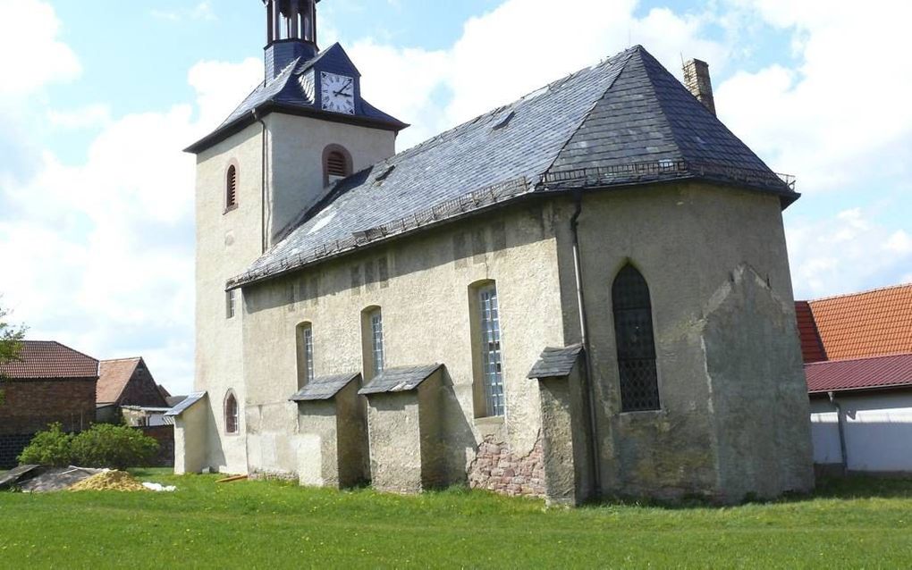 De protestantse St. Laurentiuskirche in Gorenzen, in het zuidoosten van de Harz, is door de stichting KiBa uitgeroepen tot kerk van de maand juli. Beeld Förderverein Laurentiuskirche Gorenzen