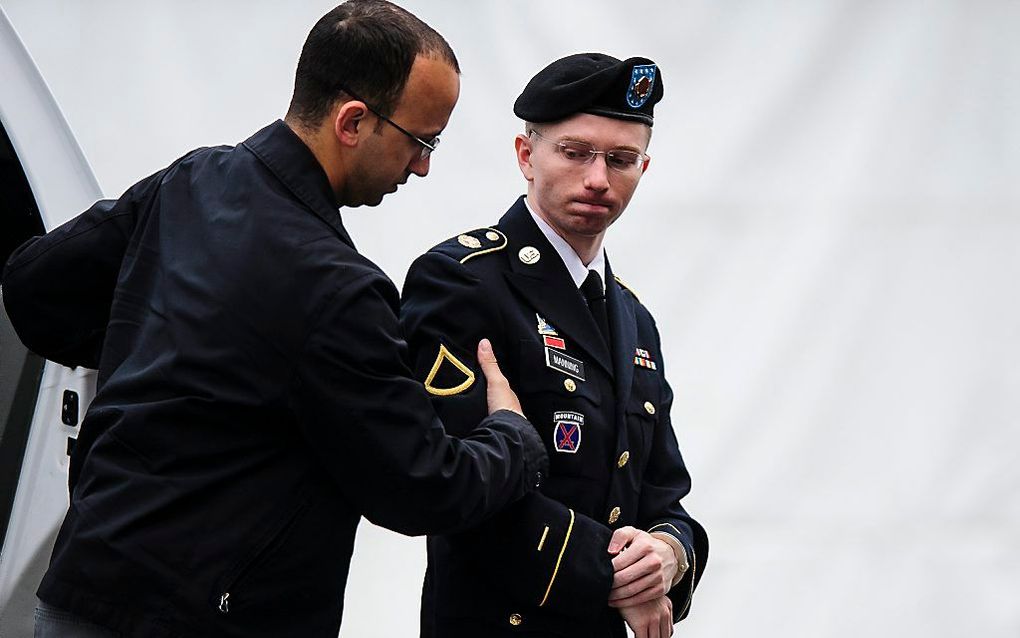 Bradley Manning tijdens zijn proces. Foto EPA