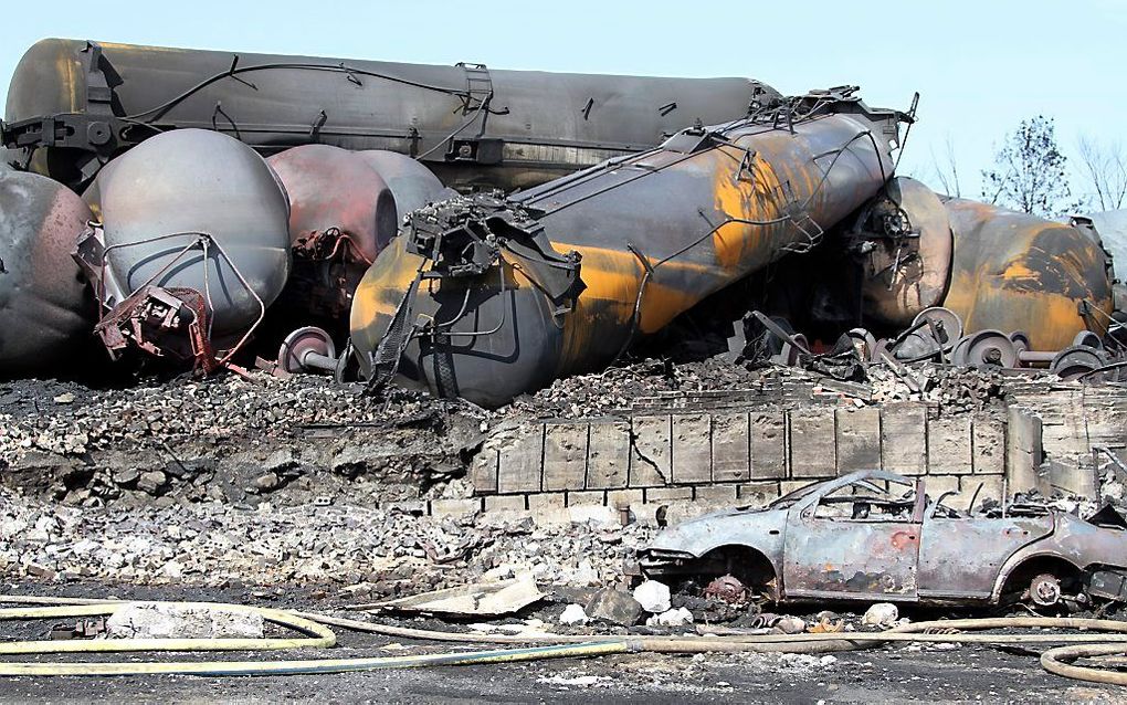 De treinramp in het Canadese Lac-Mégantic. Foto EPA