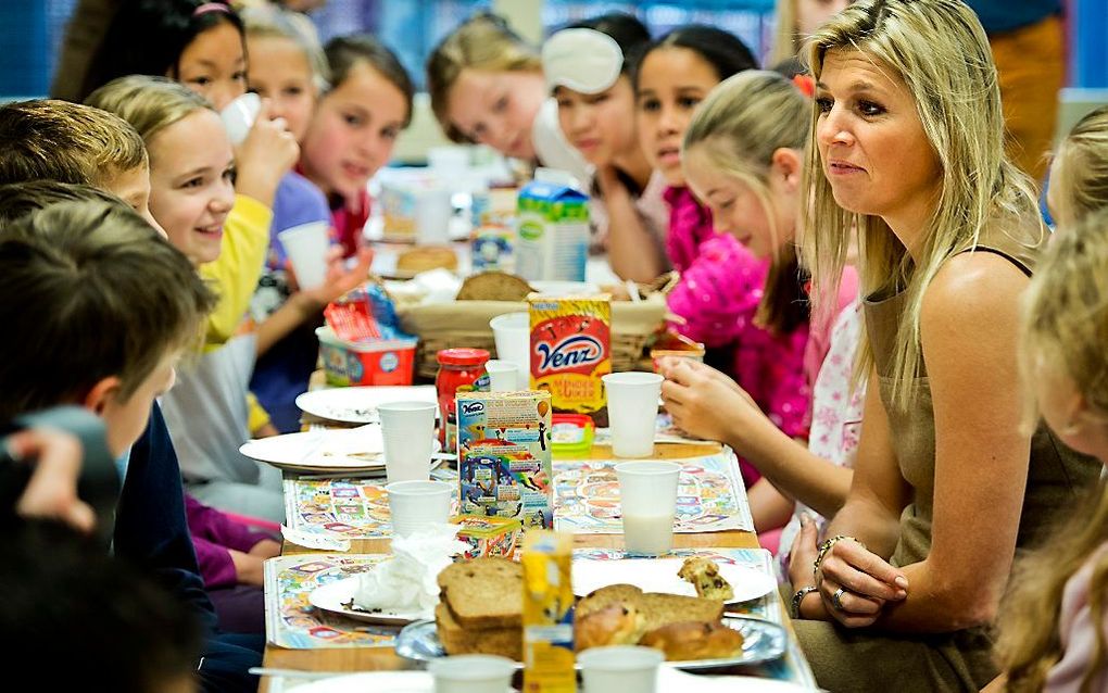 Máxima ontbijt met kinderen. Beeld ANP