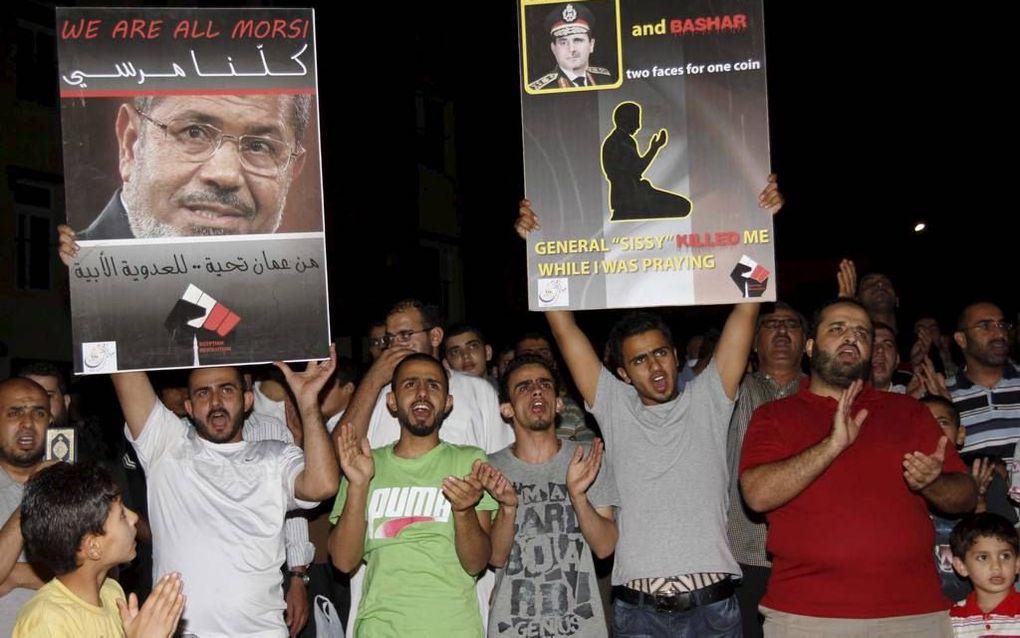 Ook in Jordanië wordt dezer dagen volop gedemonstreerd tegen het afzetten van de Egyptische president Morsi. Foto EPA