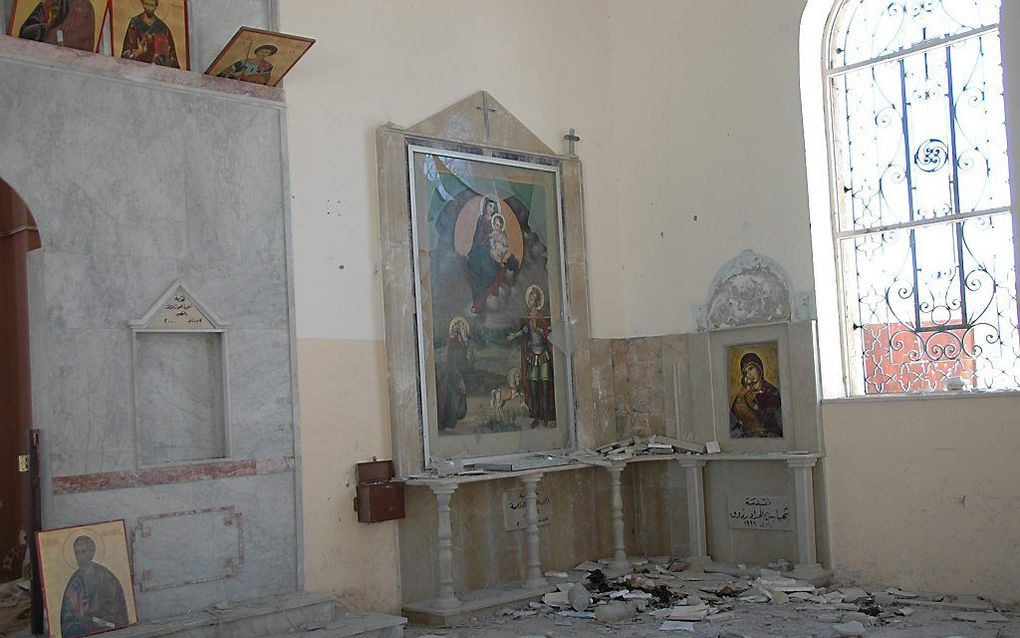 Beschadigde kerk in Syrië. Foto EPA