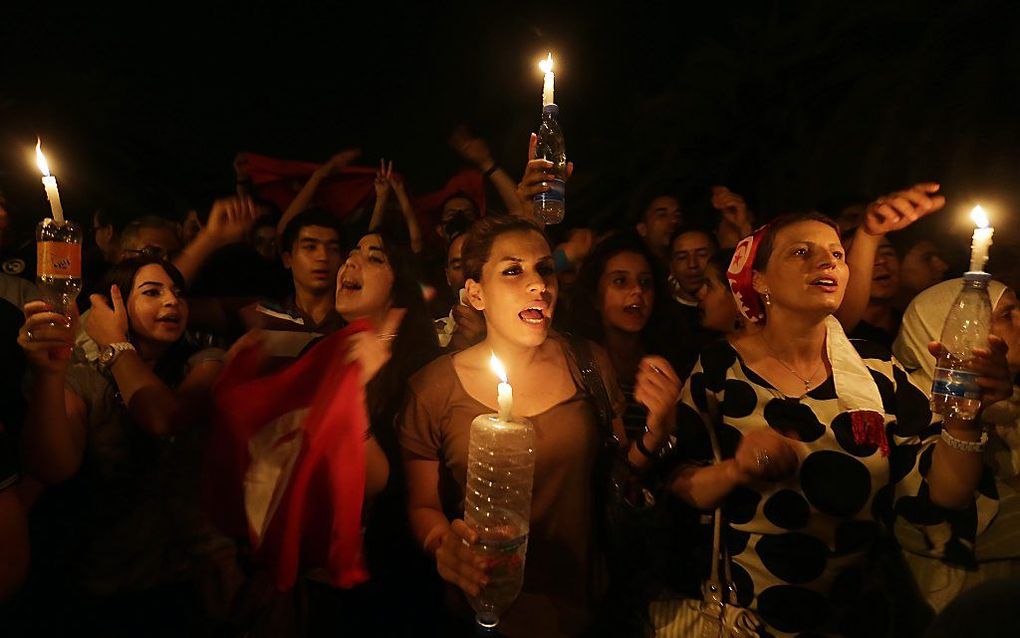 Demonstraties in Tunis. Foto EPA