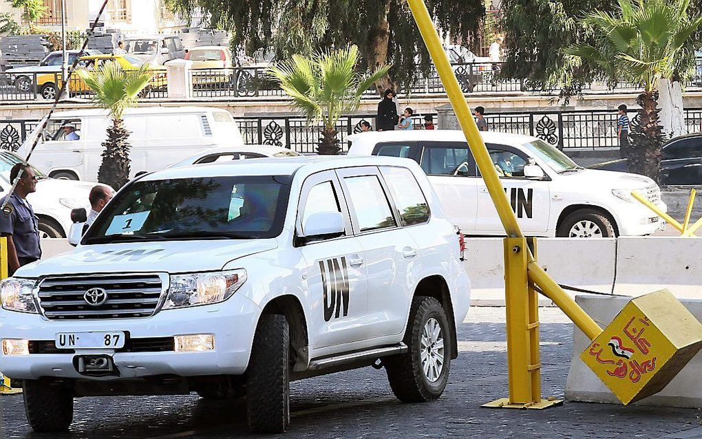 VN-inspecteurs maandag op pad in Damascus. Foto EPA