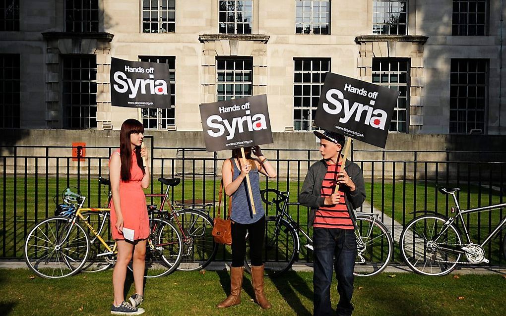 Protest in Londen tegen mogelijk ingrijpen in Syrië. Foto EPA