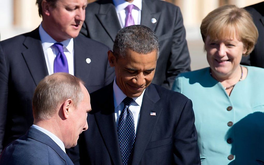 Obama en Poetin vrijdagmiddag tijdens de top van de G20. Foto EPA