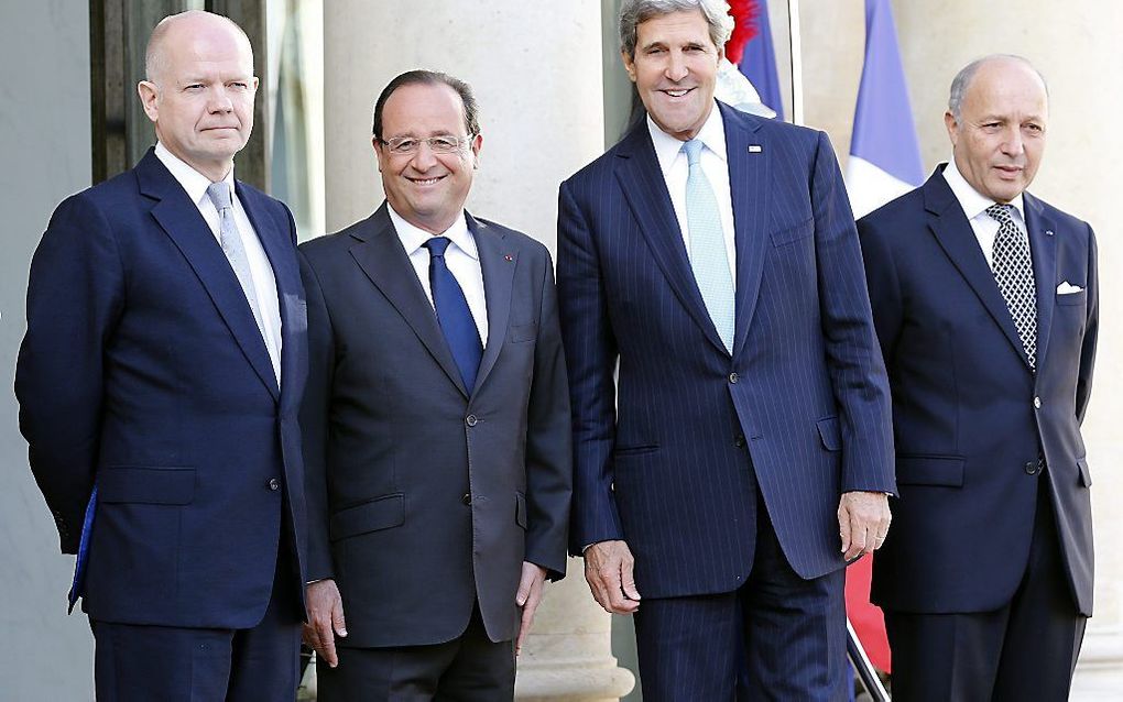 Hague, Hollande, Kerry en Fabius. Foto EPA