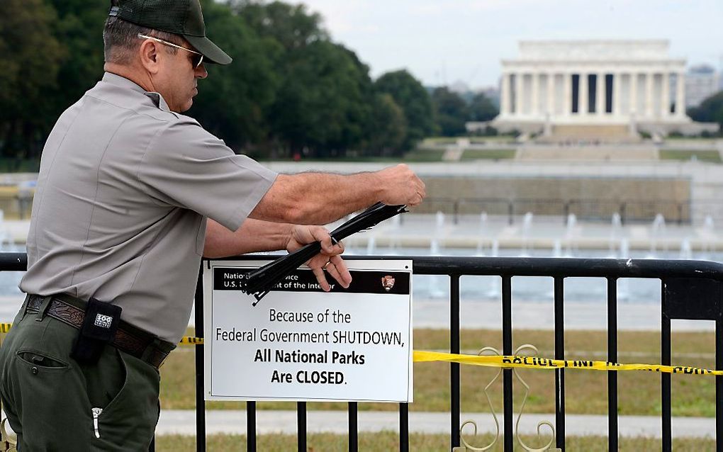 Park in Washington wordt gesloten wegens de shutdown. Foto EPA