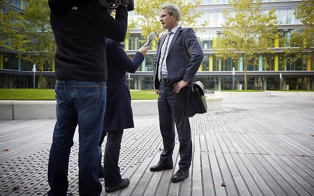 SGP-Kamerlid Elbert Dijkgraaf komt aan bij het ministerie van Financien in Den Haag. Foto ANP