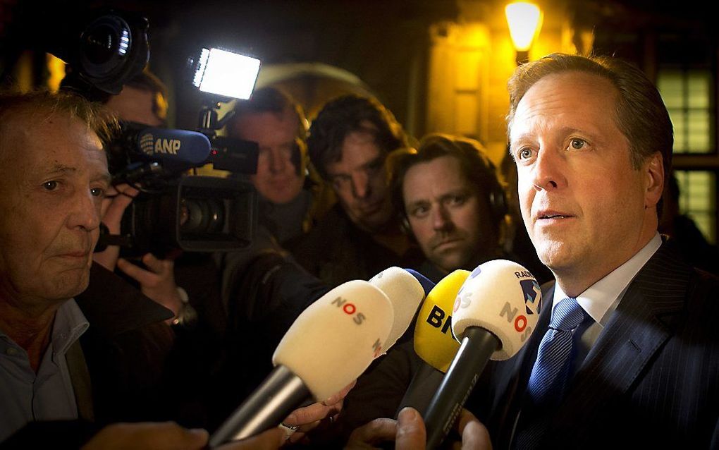 Fractievoorzitter Alexander Pechtold van D66 arriveert bij het Torentje voor overleg met de top van het kabinet over de bezuinigingsplannen voor volgend jaar. beeld ANP