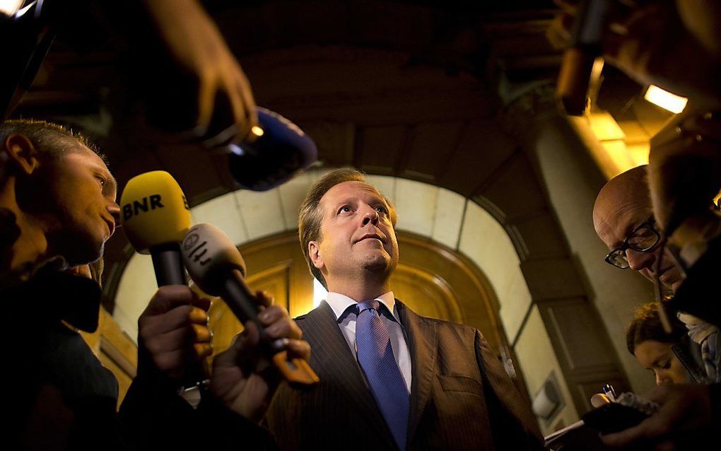 D66-leider Pechtold na afloop van het overleg in het Torentje. Foto ANP