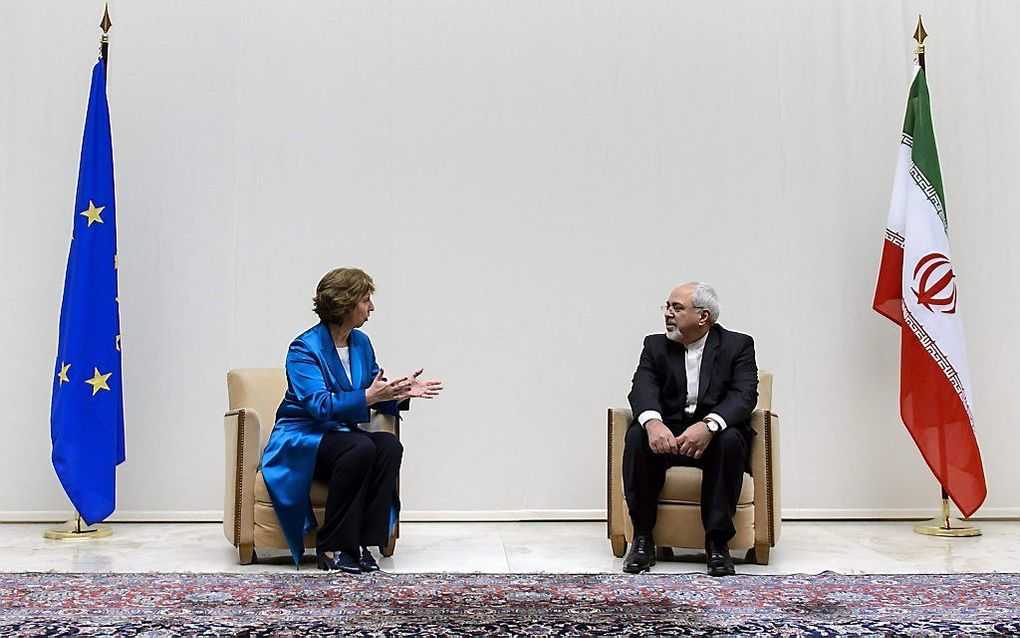 Overleg dinsdagmorgen in Geneve tussen Ashton (links) en Zarif. Foto EPA