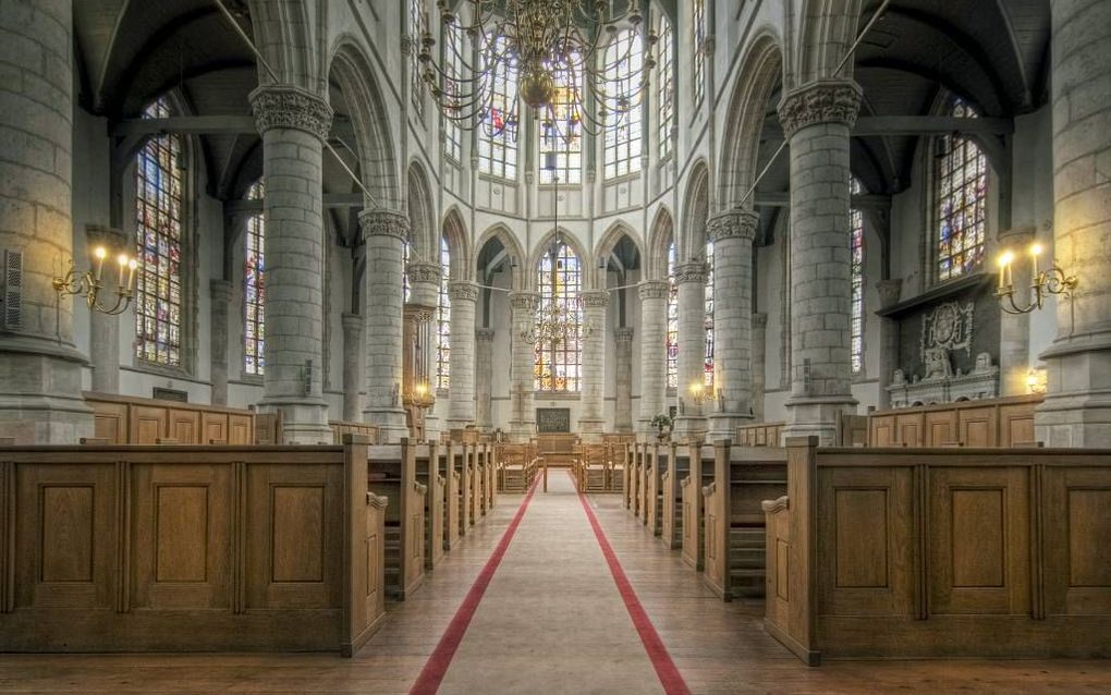 Het koorgedeelte van de St. Janskerk in Gouda wordt vanaf begin 2014 opnieuw onderheid. Beeld Wikimedia