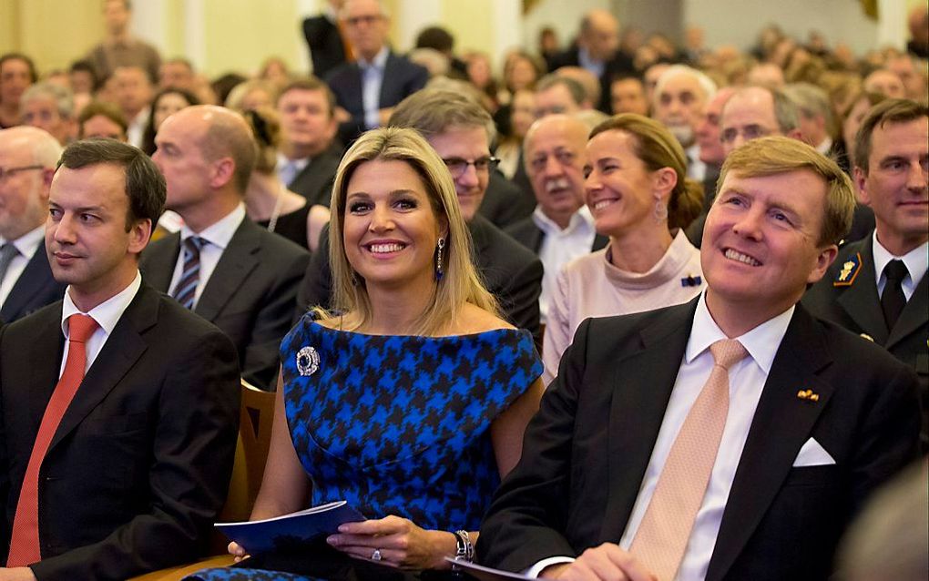 Koning Willem-Alexander en koningin Máxima wonen een concert van het Koninklijk Concertgebouworkest bij in Moskou. beeld EPA