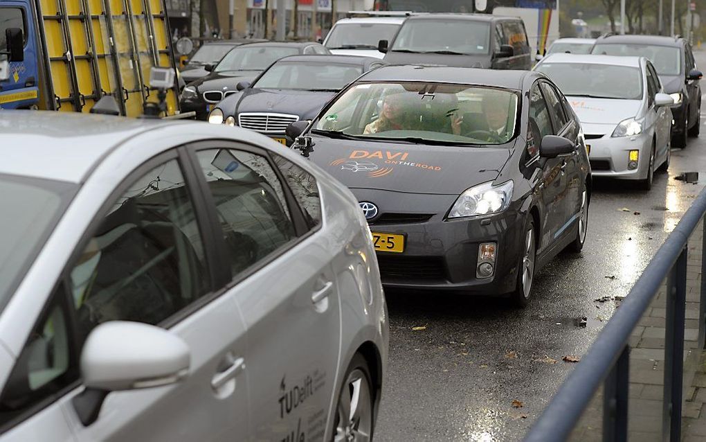 Voor het eerst gaat een zelfrijdende auto in Nederland de openbare weg op. beeld ANP