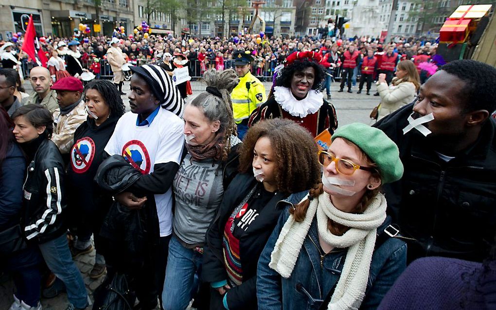 Protest tegen het sinterklaasfeest in Amsterdam. Foto ANP