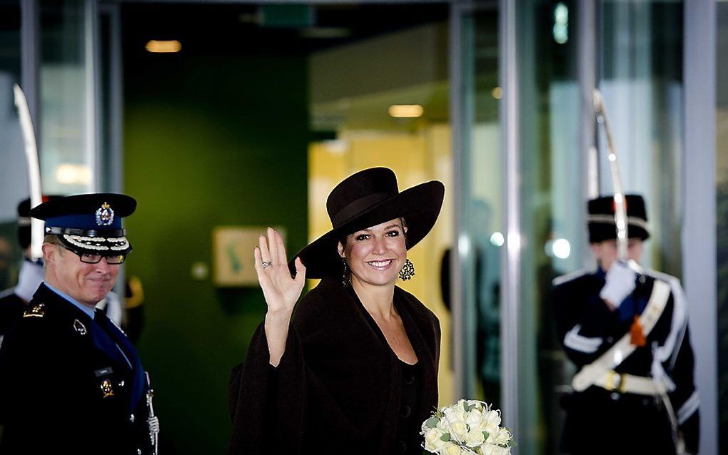 Koningin Máxima arriveert voorafgaand aan de opening van de Koningin Máximakazerne van de Koninklijke Marechaussee. Foto ANP