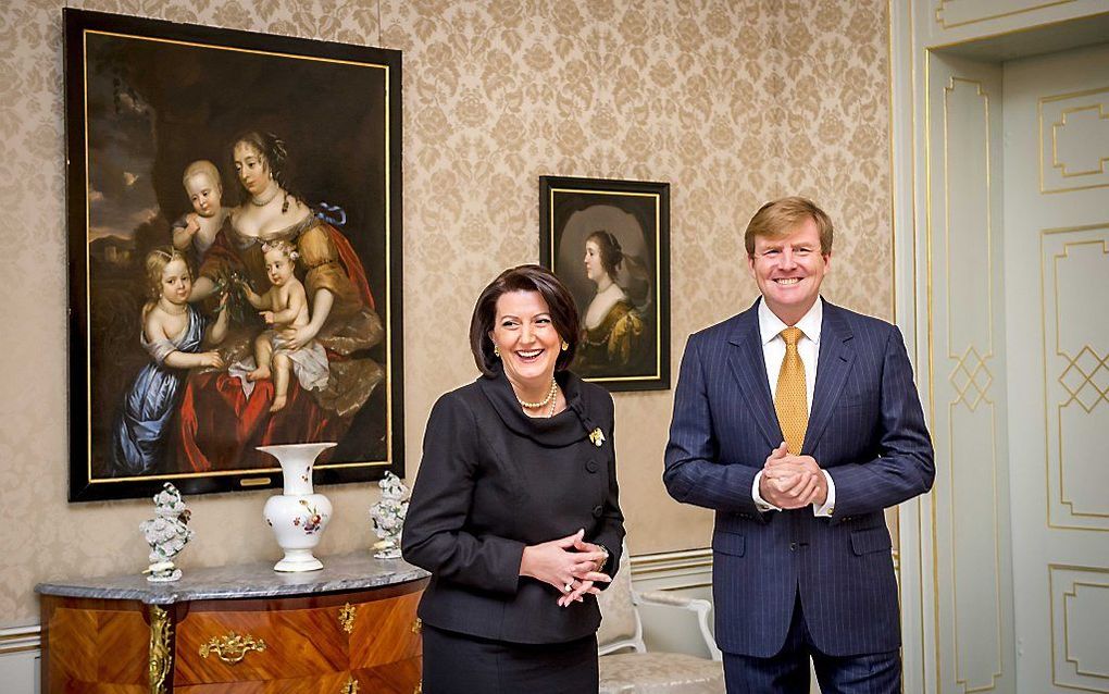 Koning Willem-Alexander ontvangt Atifete Jahjaga, president van de Republiek Kosovo. Foto ANP