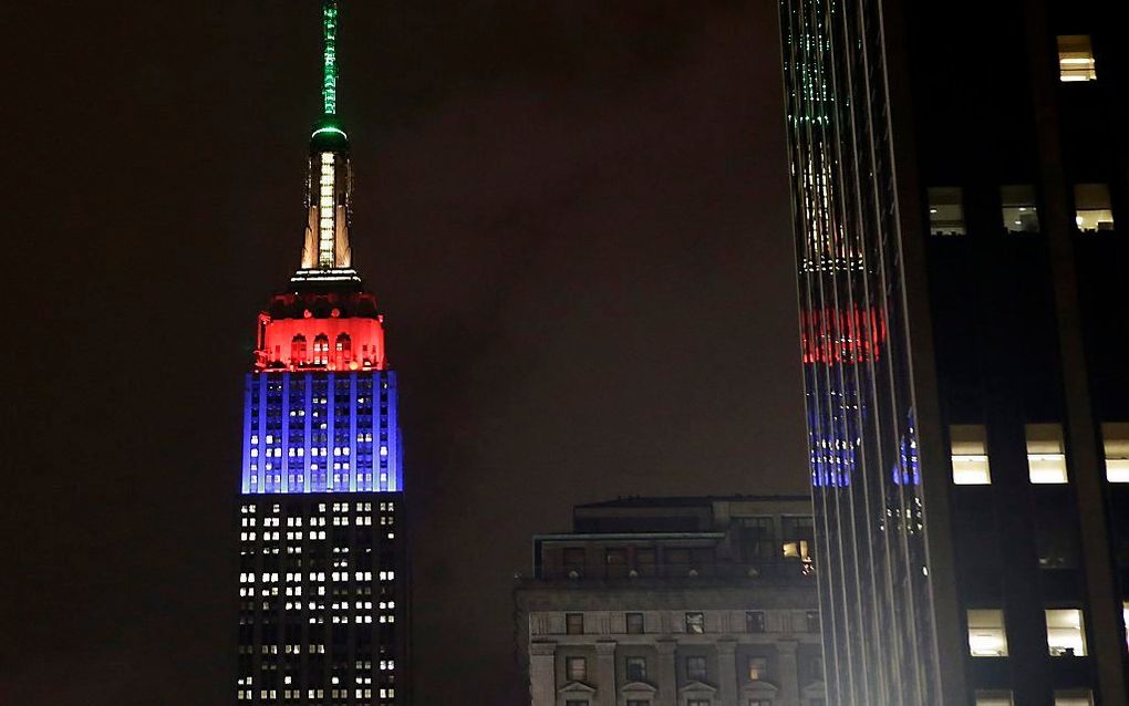 Empire State Building verlicht in de kleuren van de vlag van Zuid-Afrika. Foto EPA