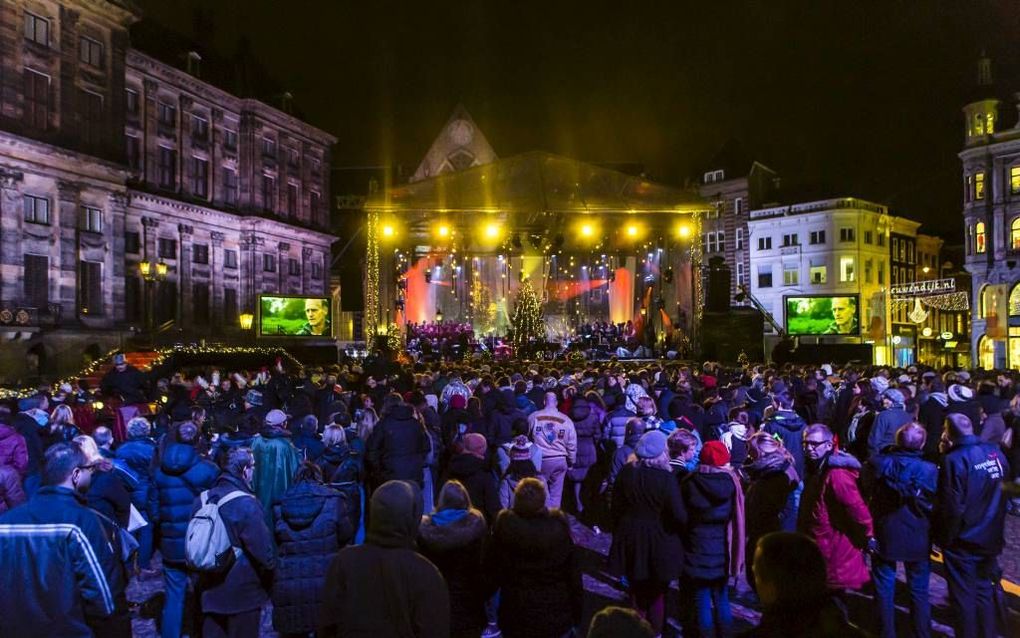 Kerstfeest op de Dam in Amsterdam, vorig jaar december. Beeld Ruben Timman