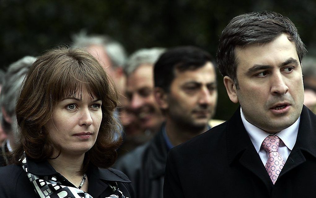 Mikhail Saakasjvili en zijn vrouw Sandra Roelofs. beeld EPA