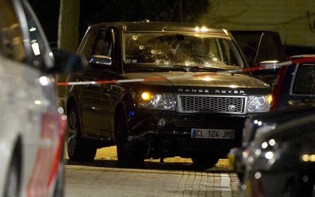 Een met kogels doorzeefde auto. beeld ANP