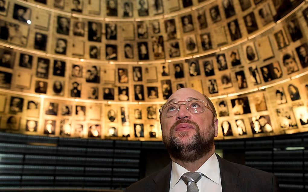 Schulz woensdag in Yad Vashem. Foto EPA