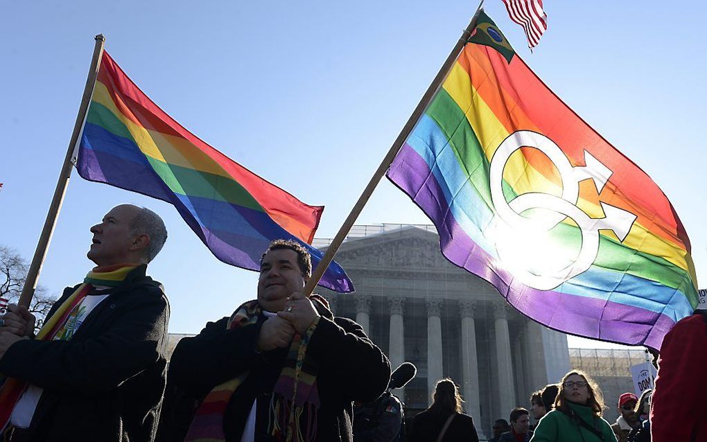 Voorstanders van het homohuwelijk demonstreren in Washington. Foto AFP