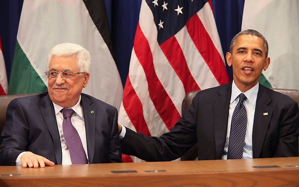 Obama en Abbas, tijdens een vergadering van de VN in 2013. Foto EPA