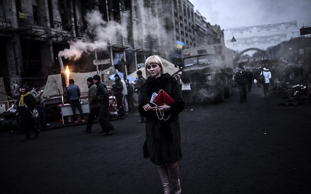 Het Onafhankelijkheidsplein in Kiev, donderdagmiddag. Foto AFP