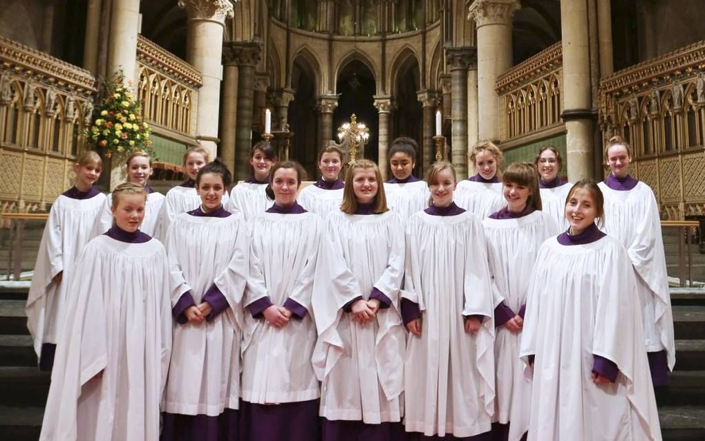 Een meisjeskoor verzorgde eind januari de evensong in de kathedraal van Canterbury. Een primeur. Beeld AFP