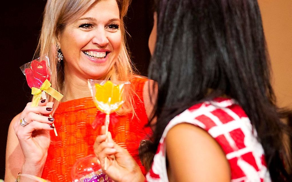 Koningin Máxima bezoekt samen met de Peruaanse first lady Nadine Heredia  deelnemers aan het initiatief ‘Strengthening Women Entrepreneurship’. beeld ANP