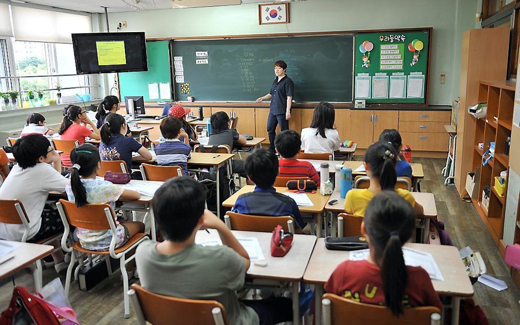 Leerlingen in een klaslokaal in Zuid-Korea. Foto AFP