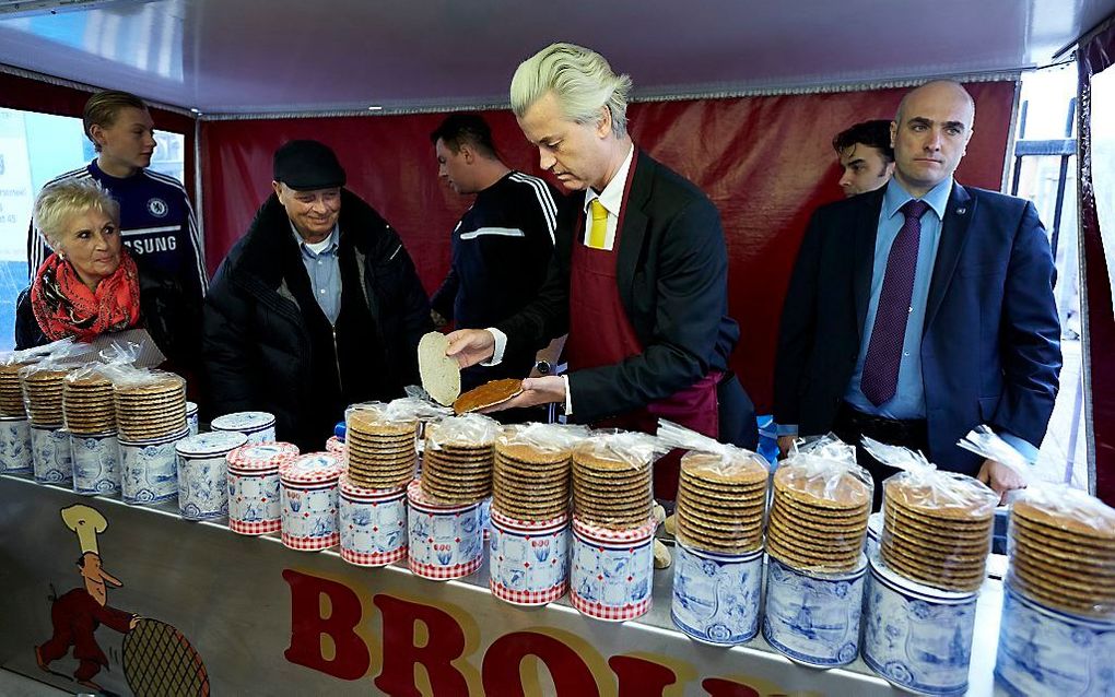 Wilders tijdens de campagne voor de gemeenteraadsverkiezingen in Den Haag. beeld ANP