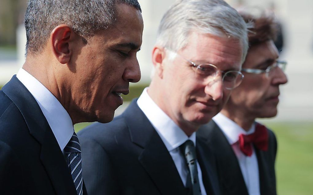 President Obama met de Belgische koning Philippe en premier Elio Di Rupo. Foto EPA