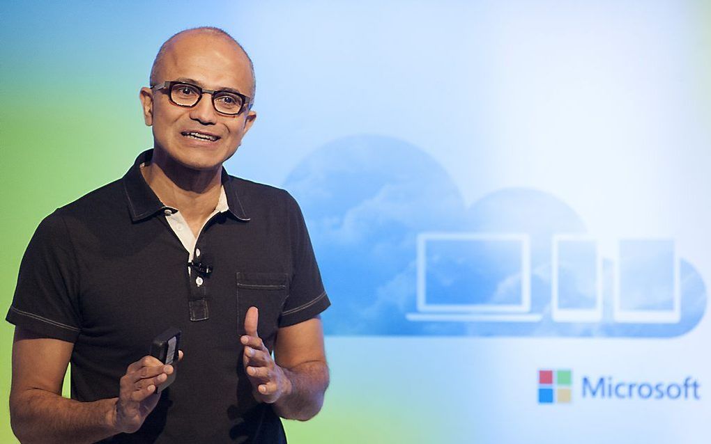 De lancering van Office voor iPad markeerde donderdag het eerste publieke optreden van Satya Nadella als de nieuwe topman van Microsoft. beeld AFP